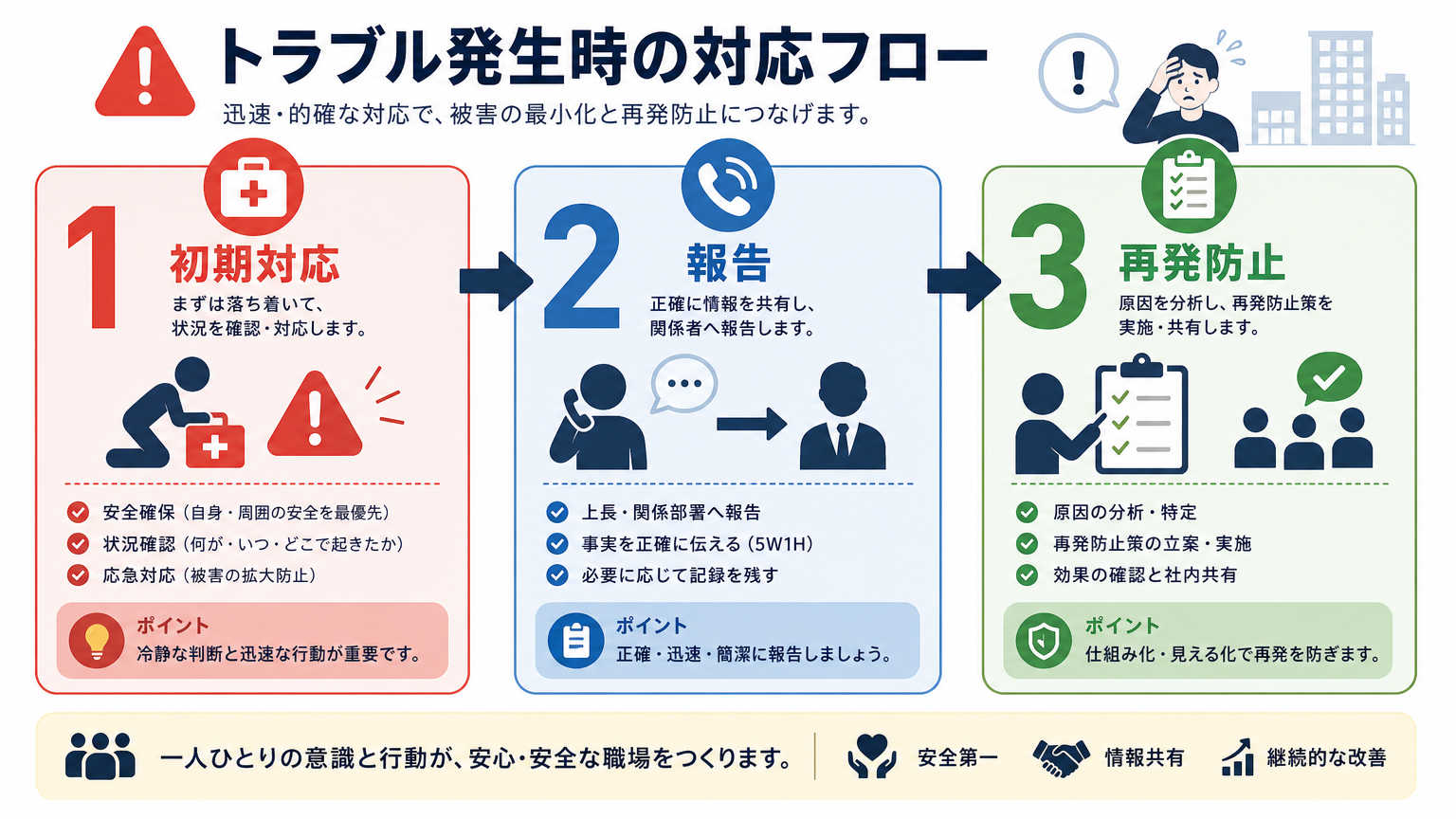 万が一トラブルが発生した際の対応フロー