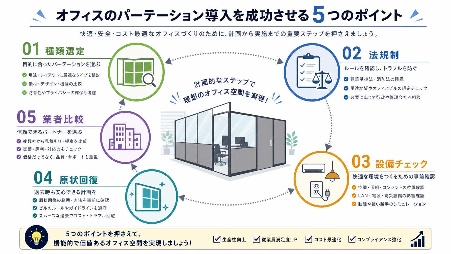 パーテーション設置工事の基礎とは｜押さえるべき5つのポイント